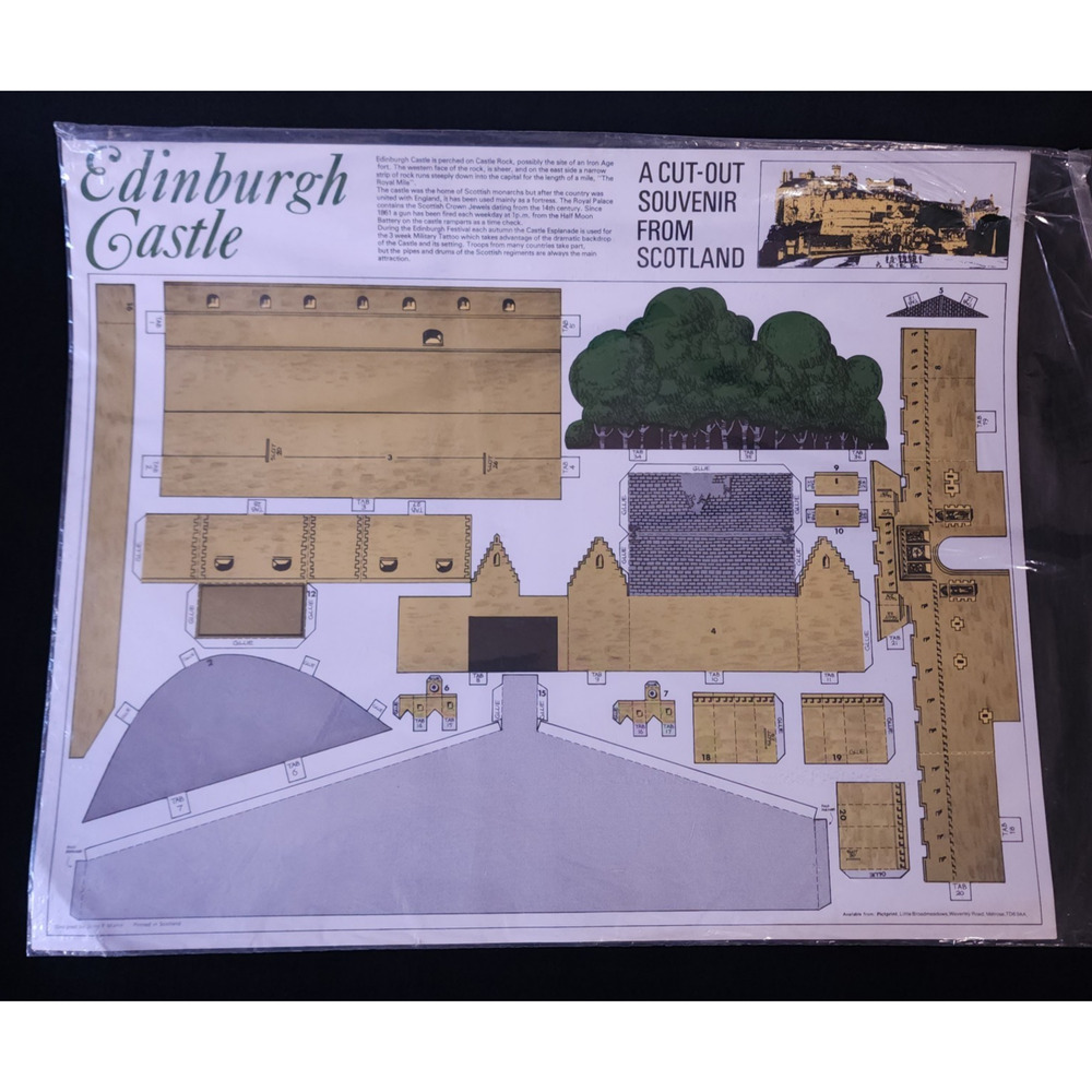 Vintage Rare Edinburgh Castle 3D Paper Cut Out Souvenir Model From Scotland
